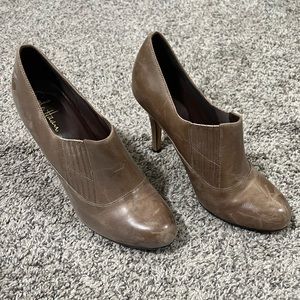 Distressed tan brown booties